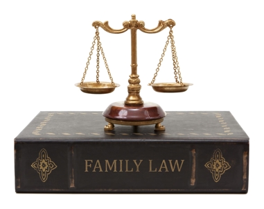 Legal scales on top of a family law book.